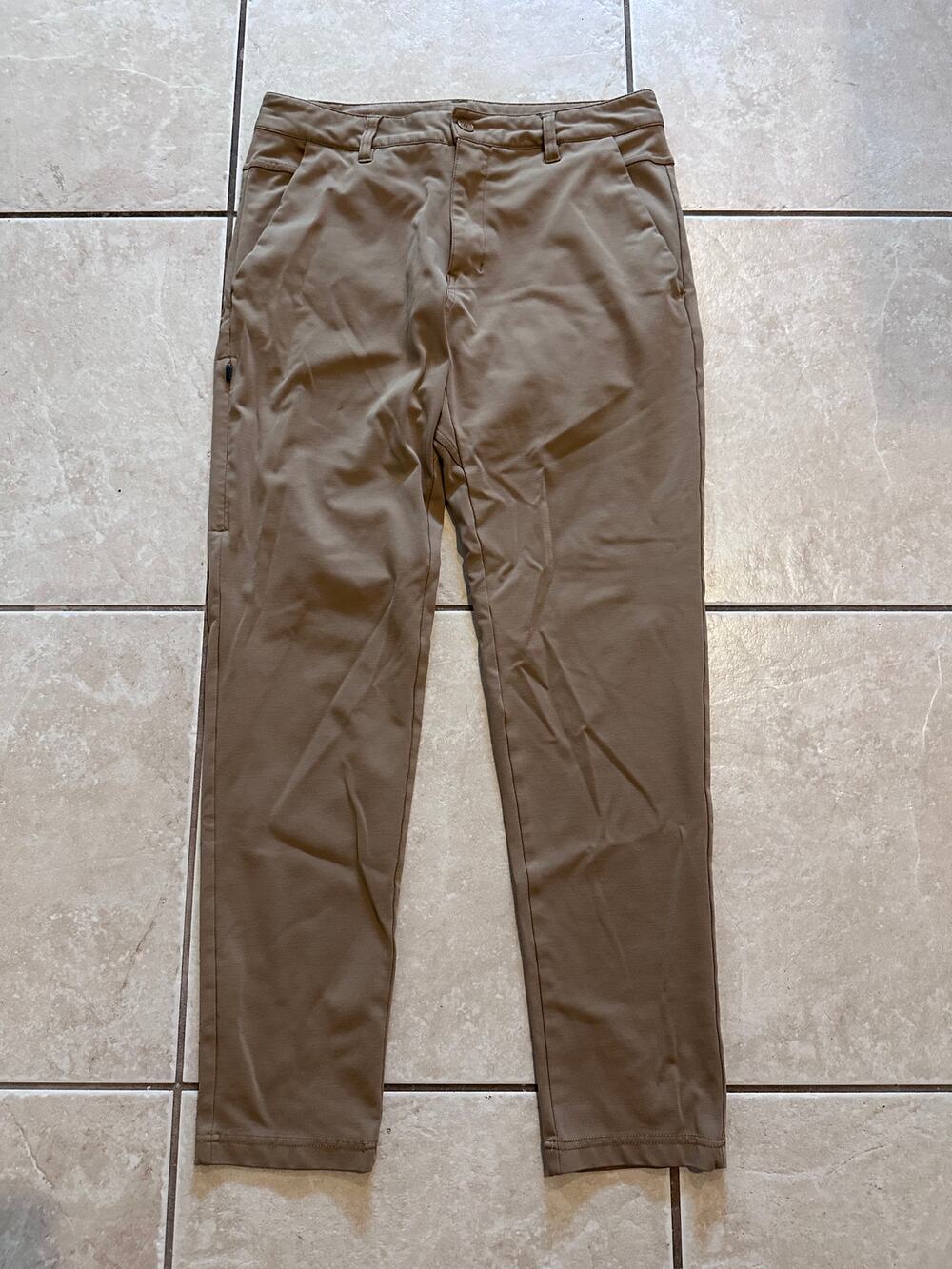 BYLT Basics Mens Everyday Pant 2.0 Size Medium Khaki Tan Stretch Chino Golf